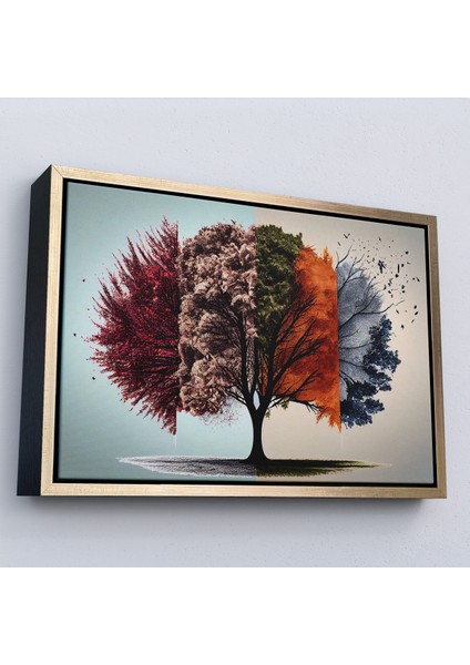 Çerçeveli Dekoratif Kanvas Tablo, Dört Mevsim Ağaçlar TABLOSU-7226