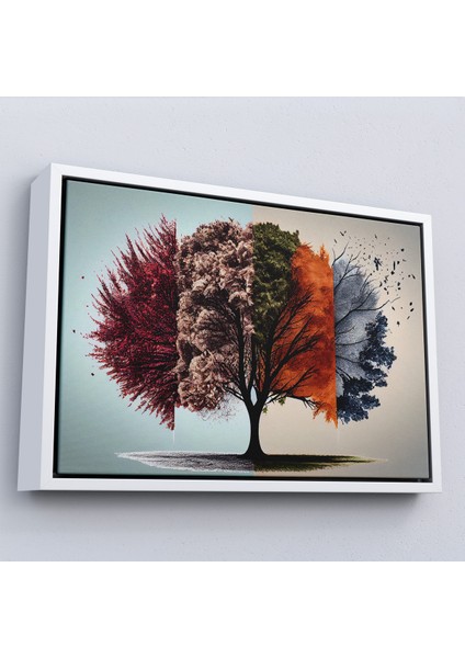 Çerçeveli Dekoratif Kanvas Tablo, Dört Mevsim Ağaçlar TABLOSU-7226 fırsatları