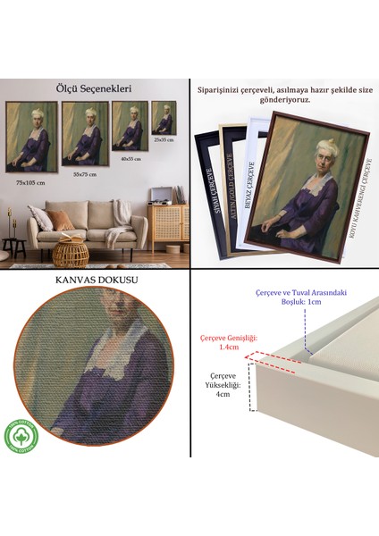 Çerçeveli Tablo, Edward Hopper - Elizabeth Griffiths Smith Hopper, Sanatçının Annesinin TABLOSU-7289 indirimleri