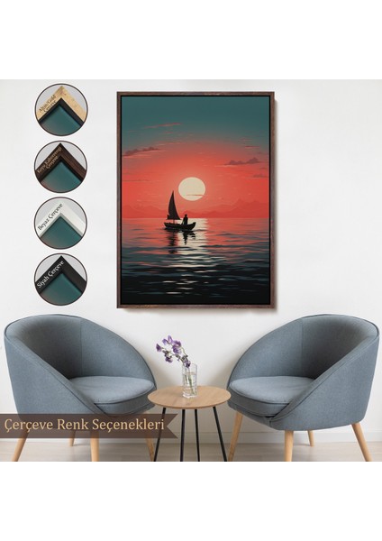 Çerçeveli Dekoratif Kanvas Tablo, Okyanustaki Yelkenli TABLOSU-7629