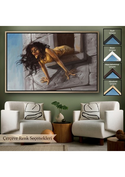 Çerçeveli Dekoratif Kanvas Tablo, Kuledeki Prenses TABLOSU-7195