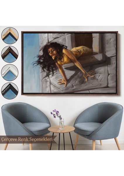 Çerçeveli Dekoratif Kanvas Tablo, Kuledeki Prenses TABLOSU-7195