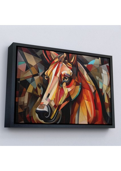 Çerçeveli Dekoratif Kanvas Tablo, Vitray Tarzı At Kafası TABLOSU-7243