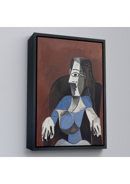 Çerçeveli Dekoratif Kanvas Tablo, Pablo Picasso - Koltukta Oturan Soyut Kadın TABLOSU-7296