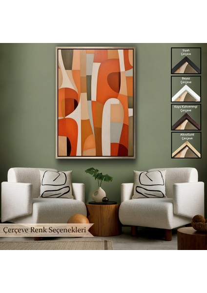 Çerçeveli Dekoratif Kanvas Tablo, Geometrik Desenli Soyut TABLO-7628