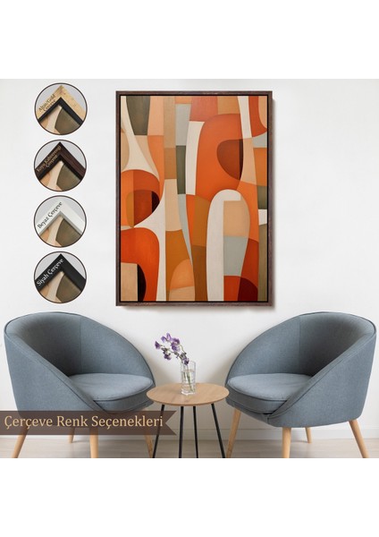 Çerçeveli Dekoratif Kanvas Tablo, Geometrik Desenli Soyut TABLO-7628