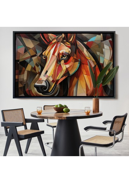 Çerçeveli Dekoratif Kanvas Tablo, Vitray Tarzı At Kafası TABLOSU-7243