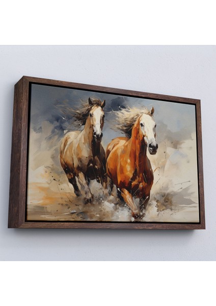 Çerçeveli Dekoratif Kanvas Tablo, Koşan Atlar TABLOSU-7276 fiyatları