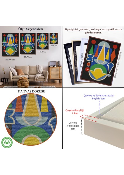 Çerçeveli Dekoratif Kanvas Tablo, Auguste Herbin - Kompozisyon Çiçek Meyve TABLO-7335 indirimleri