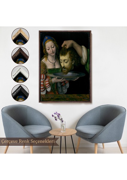 Çerçeveli Dekoratif Kanvas Tablo, Salome ile Vaftizci Yahya'nın Başının Kesilmesi TABLO-7339