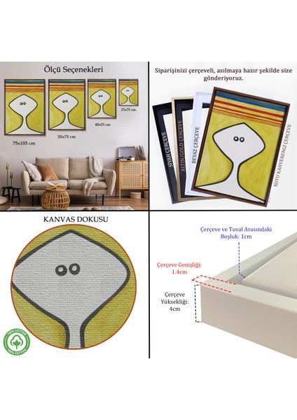 Çerçeveli Dekoratif Kanvas Tablo, Alexander Calder - Soyut Kafa Tablosu - HEAD-7321 indirimleri