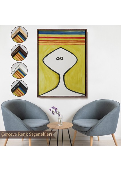 Çerçeveli Dekoratif Kanvas Tablo, Alexander Calder - Soyut Kafa Tablosu - HEAD-7321