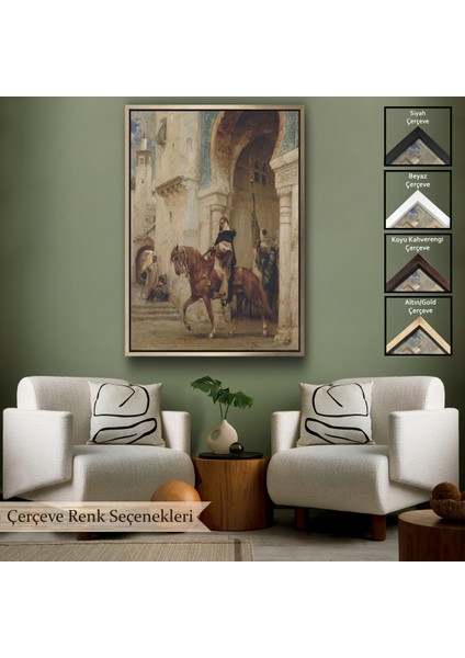 Çerçeveli Kanvas Tablo, Henri Émilien Rouseau Saraydan Ayrılan Süvari Horseman Leaving À PALACE-7330