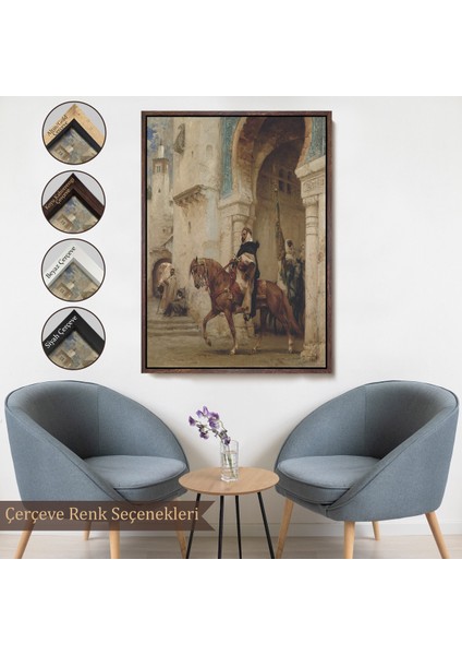 Çerçeveli Kanvas Tablo, Henri Émilien Rouseau Saraydan Ayrılan Süvari Horseman Leaving À PALACE-7330