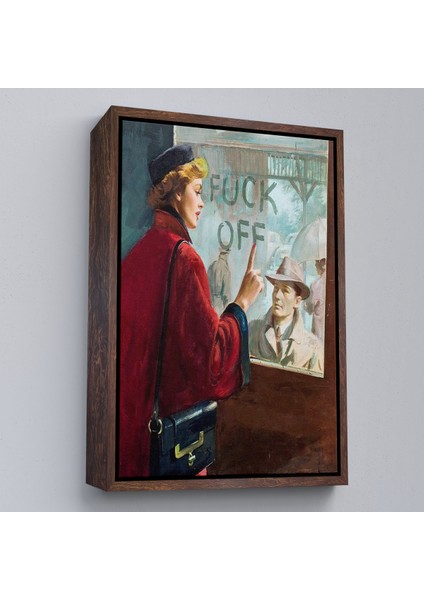 Çerçeveli Dekoratif Kanvas Tablo, Cama Yazan Kadın TABLO-7706