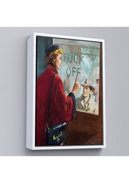 Çerçeveli Dekoratif Kanvas Tablo, Cama Yazan Kadın TABLO-7706 fırsatları