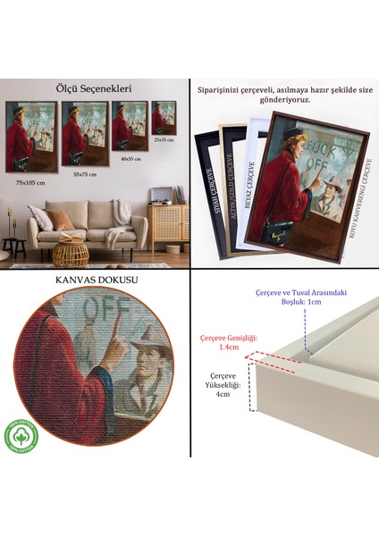 Çerçeveli Dekoratif Kanvas Tablo, Cama Yazan Kadın TABLO-7706 indirimleri