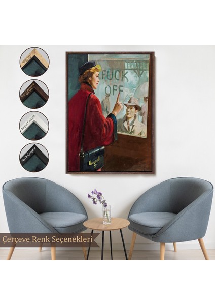 Çerçeveli Dekoratif Kanvas Tablo, Cama Yazan Kadın TABLO-7706