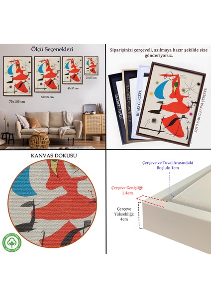 Çerçeveli Dekoratif Kanvas Tablo, Joan Miro - Sürreal Soyut TABLO-7365 indirimleri