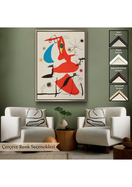 Çerçeveli Dekoratif Kanvas Tablo, Joan Miro - Sürreal Soyut TABLO-7365