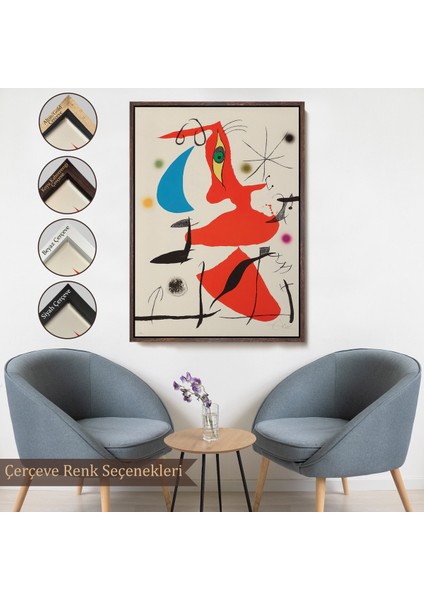 Çerçeveli Dekoratif Kanvas Tablo, Joan Miro - Sürreal Soyut TABLO-7365