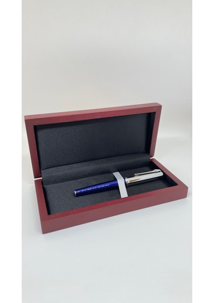 Mavi Gümüş Roller Kalem – Ahşap Sunum Kutulu fırsatları