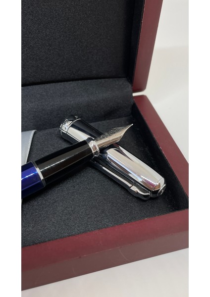 Mavi Gümüş Roller Kalem – Ahşap Sunum Kutulu indirimleri