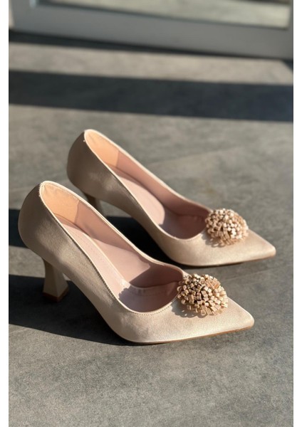 Fovira Saten Bej Stiletto