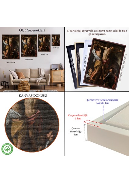 Çerçeveli Tablo, Caravaggio - Aziz Andrew'un Çarmıha Gerilmesi -The Crucifixion Of Saint ANDREW-7424 indirimleri