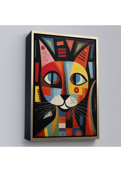 Çerçeveli Dekoratif Kanvas Tablo, Pablo Picasso Tarzı - Soyut Renkli Kedi TABLO-7374 modelleri