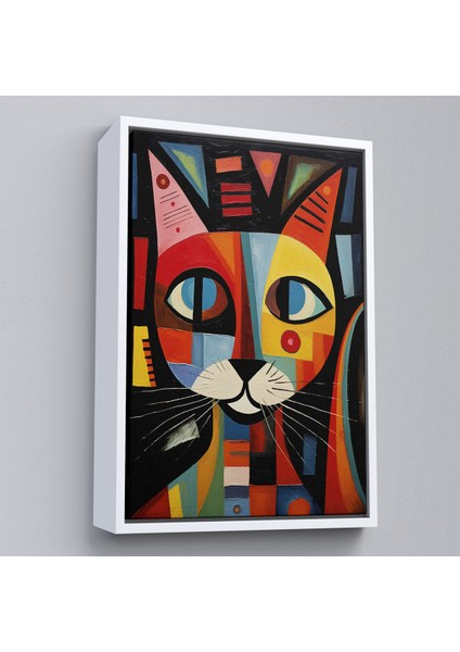 Çerçeveli Dekoratif Kanvas Tablo, Pablo Picasso Tarzı - Soyut Renkli Kedi TABLO-7374 fırsatları