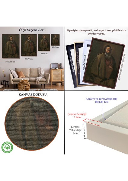 Çerçeveli Dekoratif Kanvas Tablo, Diego Velázquez - Aziz Paul TABLO-7389 indirimleri