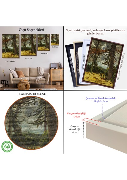 Çerçeveli Dekoratif Kanvas Tablo, Franz Marc - Ilkbaharda Meşe Ağaçları TABLO-7287 indirimleri