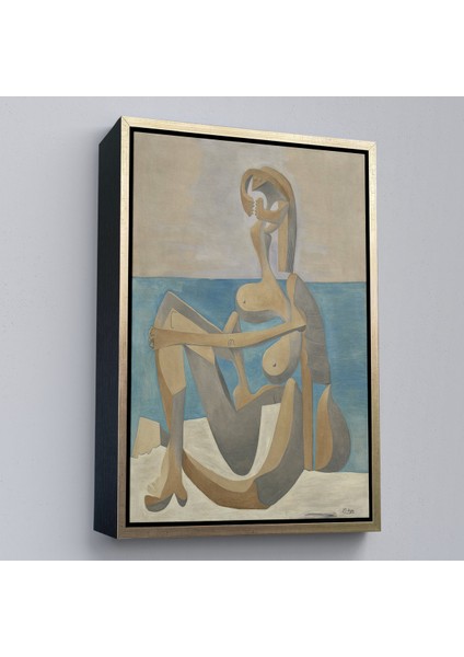 Çerçeveli Kanvas Tablo, Salvador Dali - Plajda Oturan Yüzücü - Seated Bather On The BEACH-7405
