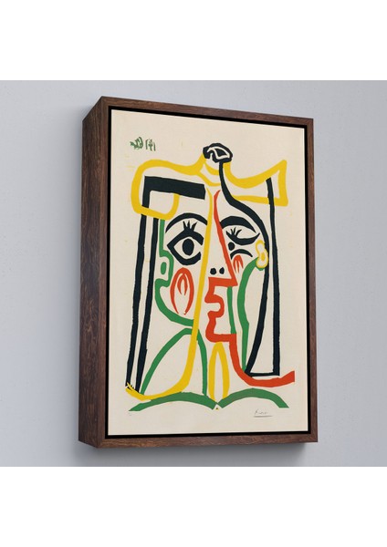 Çerçeveli Dekoratif Kanvas Tablo, Pablo Picasso - Jacqueline'in Hasır Şapkalı TABLO-7419