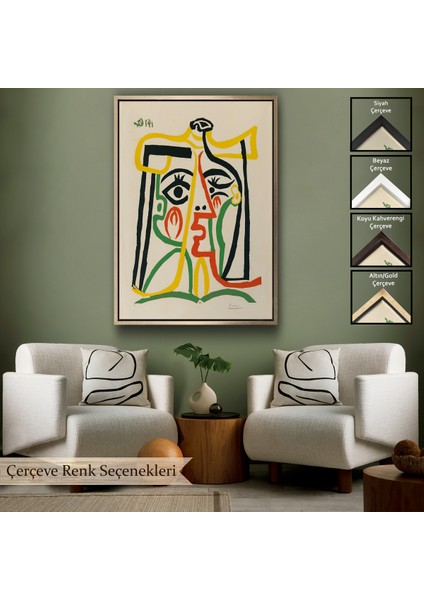 Çerçeveli Dekoratif Kanvas Tablo, Pablo Picasso - Jacqueline'in Hasır Şapkalı TABLO-7419