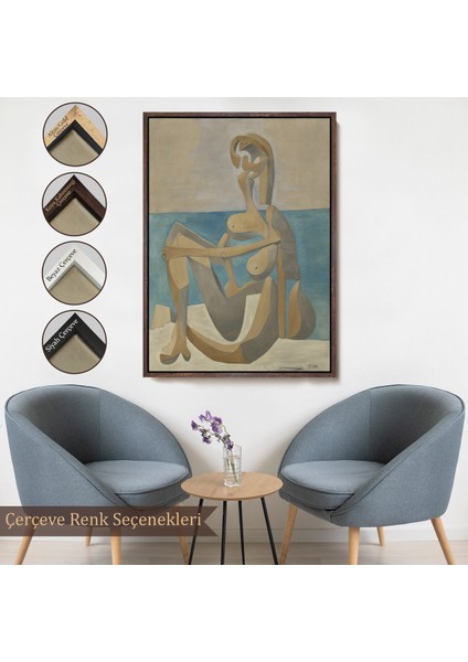 Çerçeveli Kanvas Tablo, Salvador Dali - Plajda Oturan Yüzücü - Seated Bather On The BEACH-7405