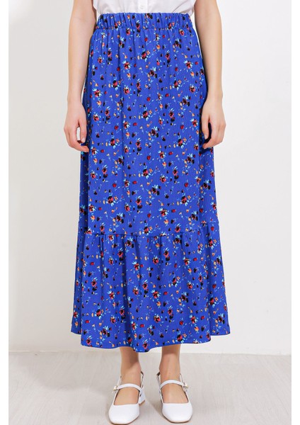 Kadın BDART Esnek Bel ile Dokulu Uzun Triko Etek Kobalt Mavisi fiyatları