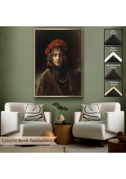 Çerçeveli Dekoratif Kanvas Tablo, Rembrandt - Sanatçının Oğlu Titus -Titus, The Artist's SON-7438