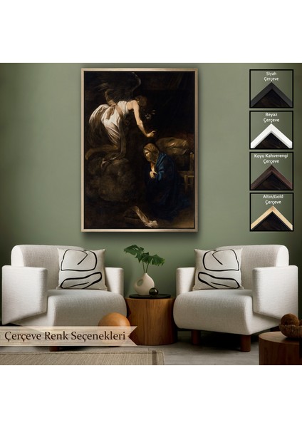 Çerçeveli Dekoratif Kanvas Tablo, Caravaggio - Duyuru Tablosu - ANNUNCIATION-7420