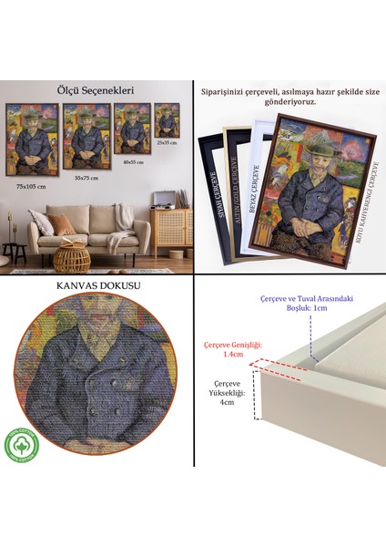 Çerçeveli Dekoratif Kanvas Tablo, Vincent Van Gogh - Père Tanguy’un Portresi TABLO-7459 indirimleri