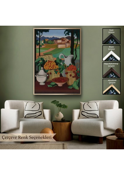 Çerçeveli Dekoratif Kanvas Tablo, Auguste Herbin - Kirazlar Tablosu - CHERRIES-7354