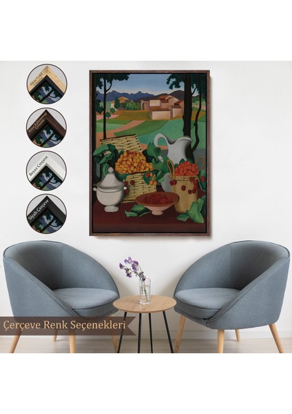 Çerçeveli Dekoratif Kanvas Tablo, Auguste Herbin - Kirazlar Tablosu - CHERRIES-7354