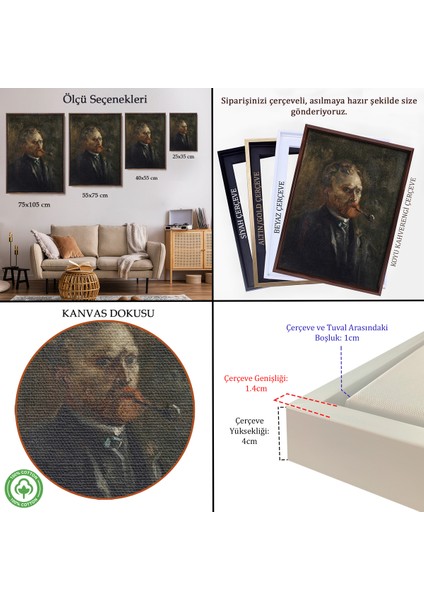 Çerçeveli Dekoratif Kanvas Tablo, Vincent Van Gogh - Otoportre TABLO-7444 indirimleri