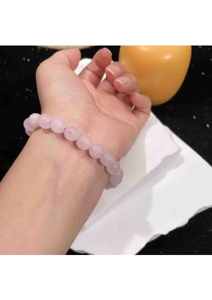 Mat Gül Kuvars Bileklik – Sevgi, Huzur ve Duygusal Şifa Taşı - 100%100 Doğal taş- 6 mm