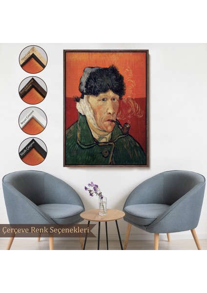 Çerçeveli Dekoratif Kanvas Tablo, Vincent Van Gogh - Kulakları Bandajlı Portre TABLO-7470