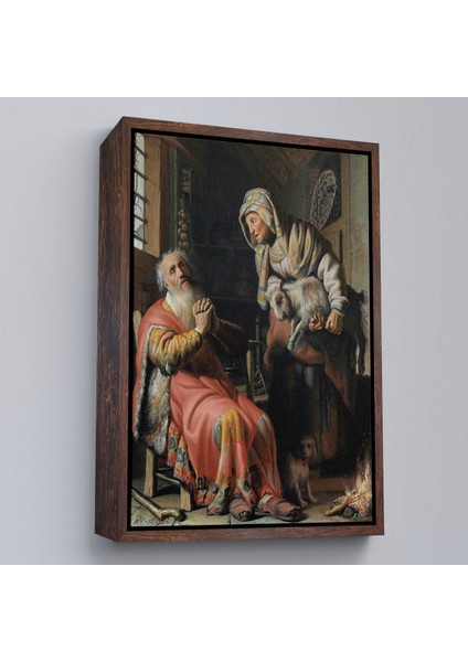 Çerçeveli Dekoratif Kanvas Tablo, Rembrandt - Tobit ve Anna Çocuk ile Birlikte TABLO-7439
