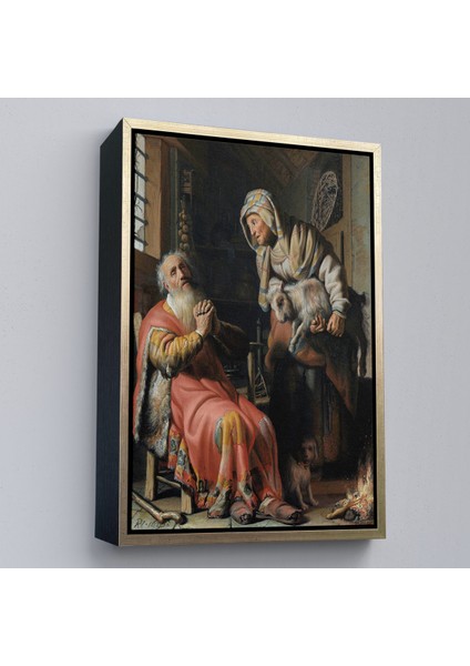 Çerçeveli Dekoratif Kanvas Tablo, Rembrandt - Tobit ve Anna Çocuk ile Birlikte TABLO-7439 fiyatları