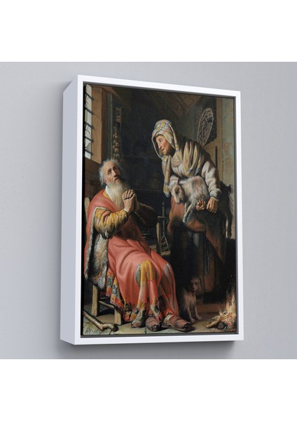 Çerçeveli Dekoratif Kanvas Tablo, Rembrandt - Tobit ve Anna Çocuk ile Birlikte TABLO-7439 fırsatları
