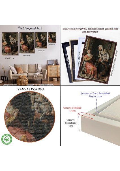 Çerçeveli Dekoratif Kanvas Tablo, Rembrandt - Tobit ve Anna Çocuk ile Birlikte TABLO-7439 indirimleri